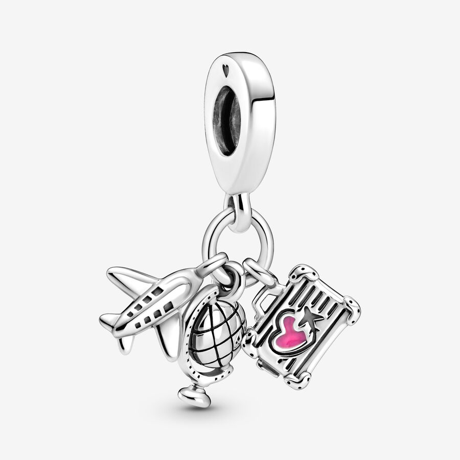 Airplane, Globe & Suitcase Dangle Charm - Image 4