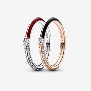 Red and Black Ring Set
