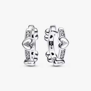 Radiant Sparkling Hearts Hoop Earrings