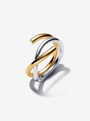 Organically Shaped Two-tone Double Ring