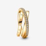 Crossover Pavé Triple Band Ring