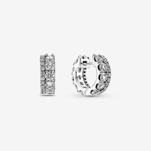Double Band Pavé Hoop Earrings