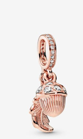 Acorn and Leaf Dangle Charm-Rose