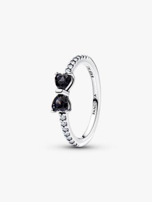 Sparkling Black Bow Ring