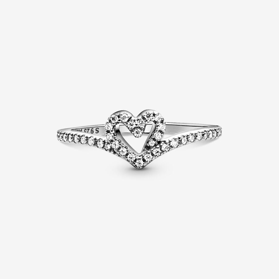 Sparkling Wishbone Heart Ring - Image 3