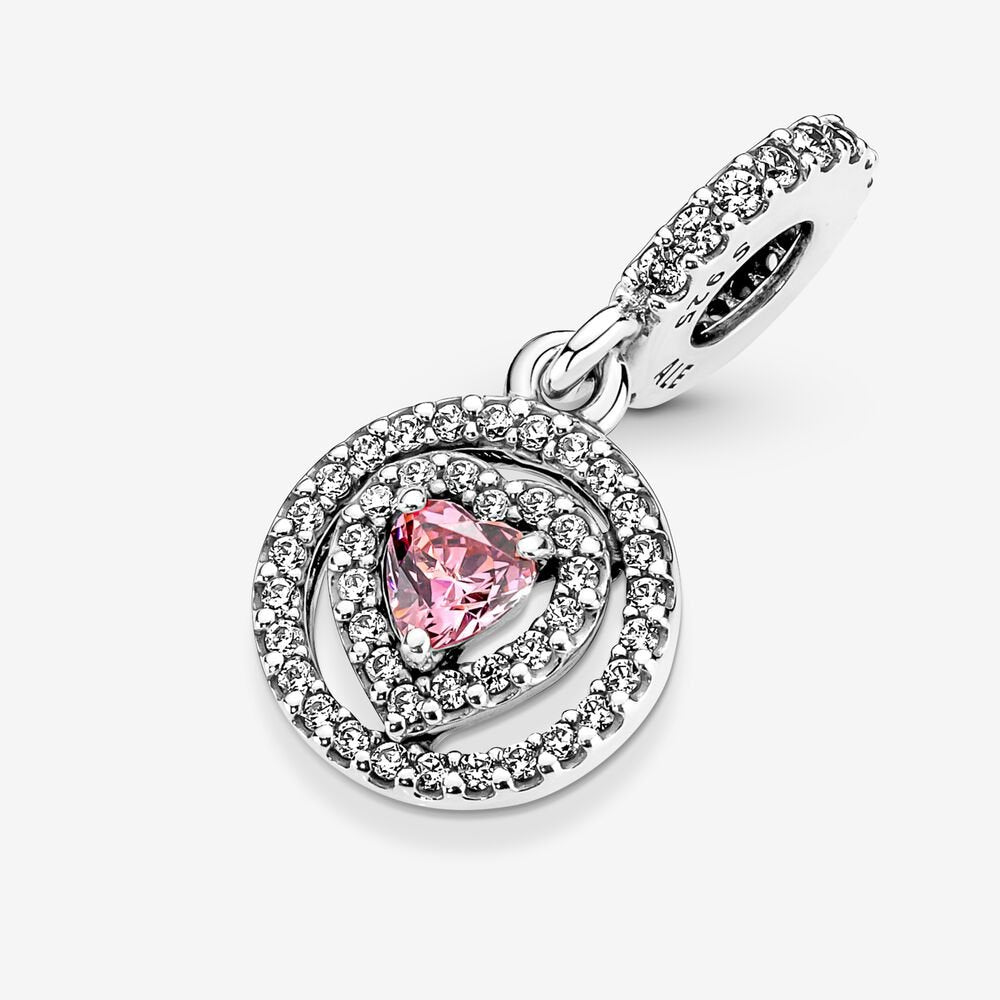 Sparkling Double Halo Heart Dangle Charm - Image 3