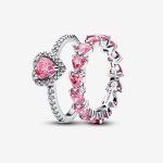 Pink Heart to Hearts Ring Set