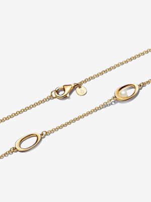 Organically Shaped Oval & Treated Freshwater Cultured Pearl Necklace