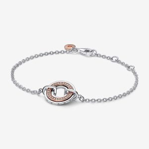 Two-tone Logo & Pavé Chain Bracelet