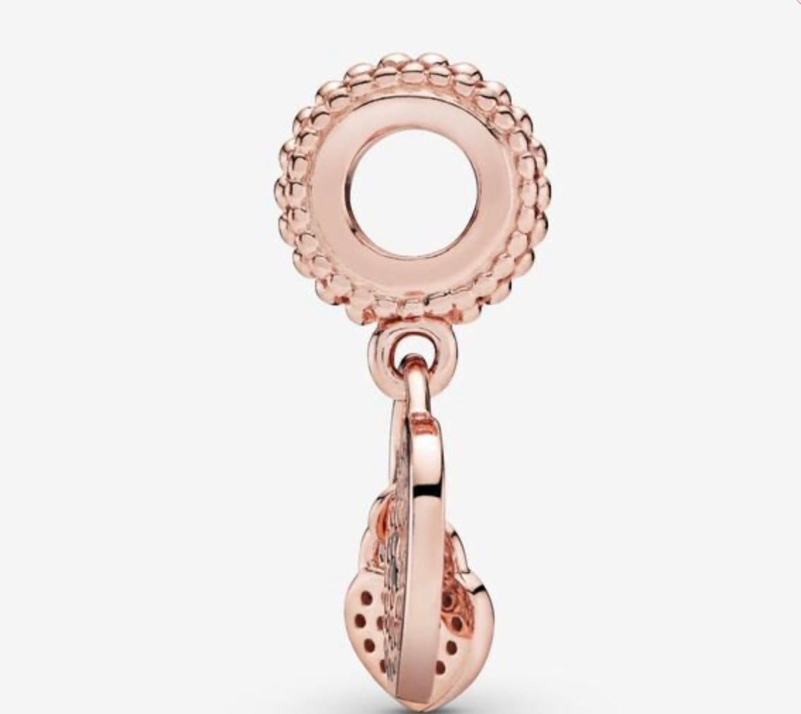 Pavé Heart Padlocks Dangle Charm - Image 2