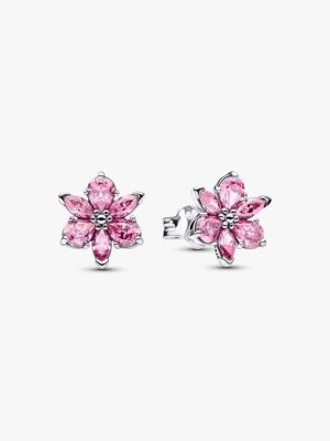 Herbarium Sparkling Pink Flower Stud Earrings