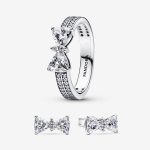 Sparkling Bow Double Row Ring Set