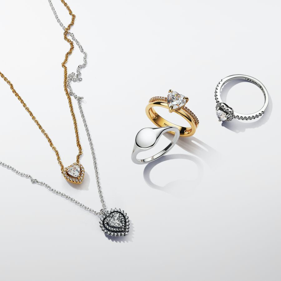 Sparkling Heart Halo Pendant Necklace - Image 3