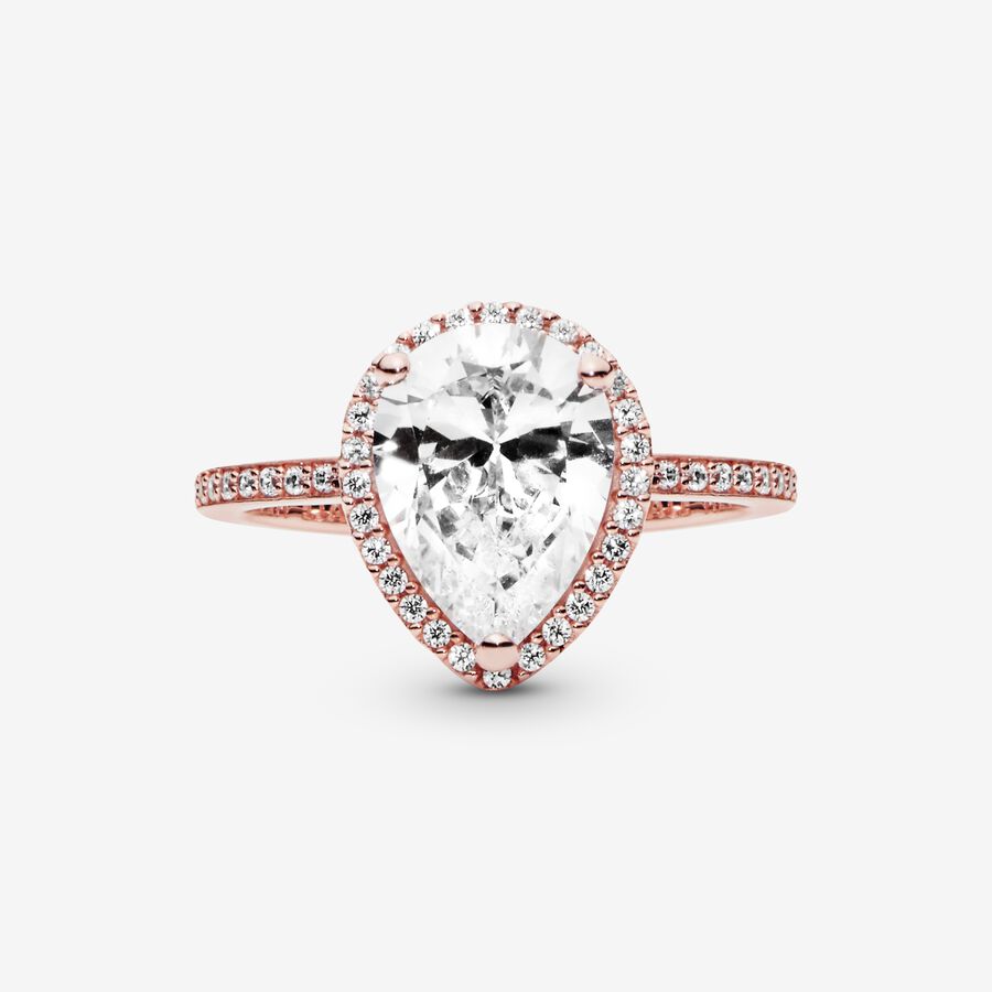 Sparkling Teardrop Halo Ring - Image 2