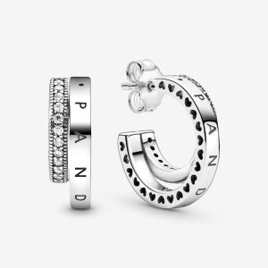 Pave Double Hoop Sterling