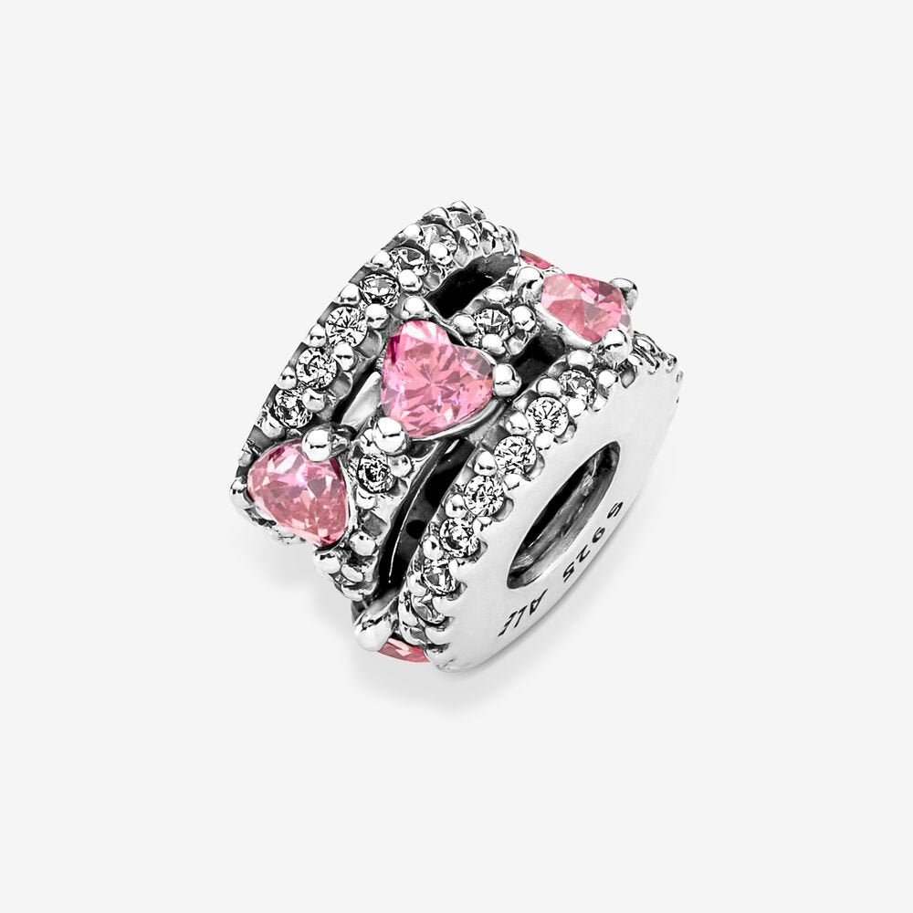 Sparkling Triple Halo Hearts Charm - Image 2
