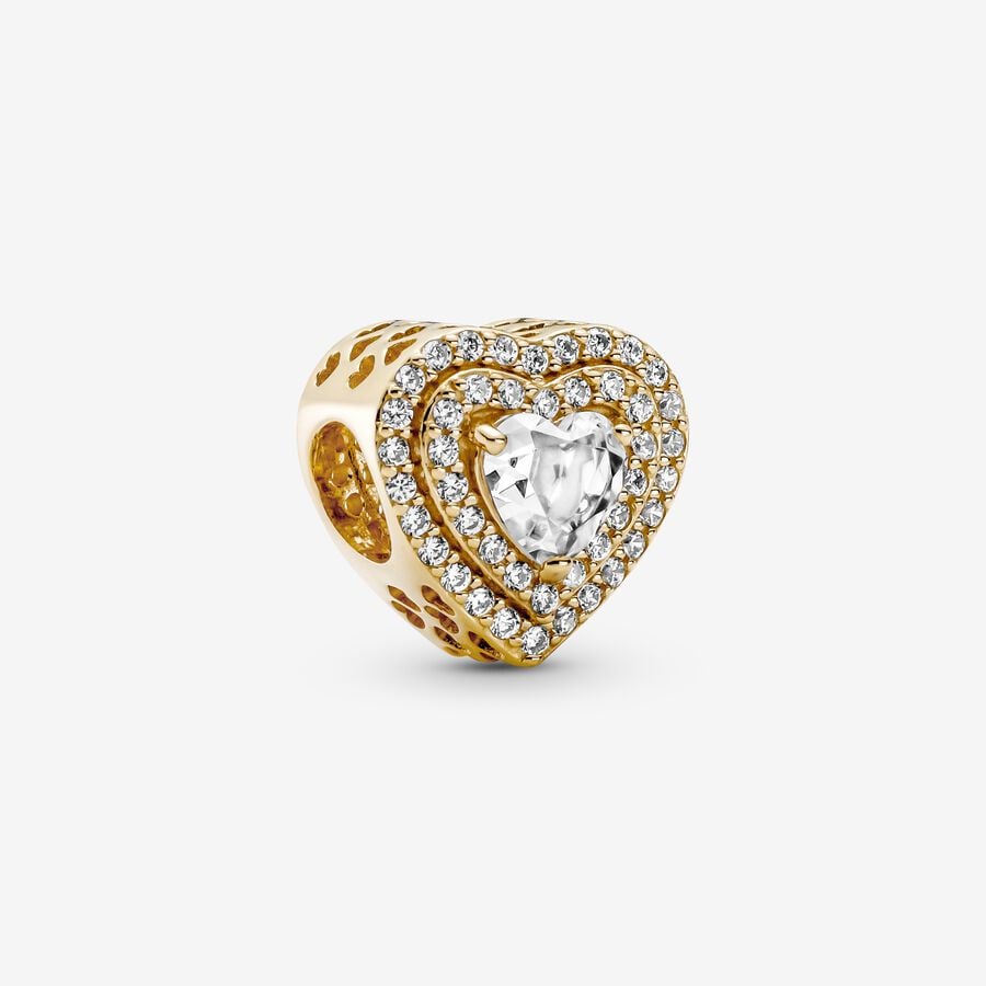 Sparkling Leveled Hearts Charm - Image 2