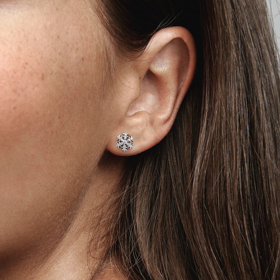 Sparkling Snowflake Stud Earrings - Image 2
