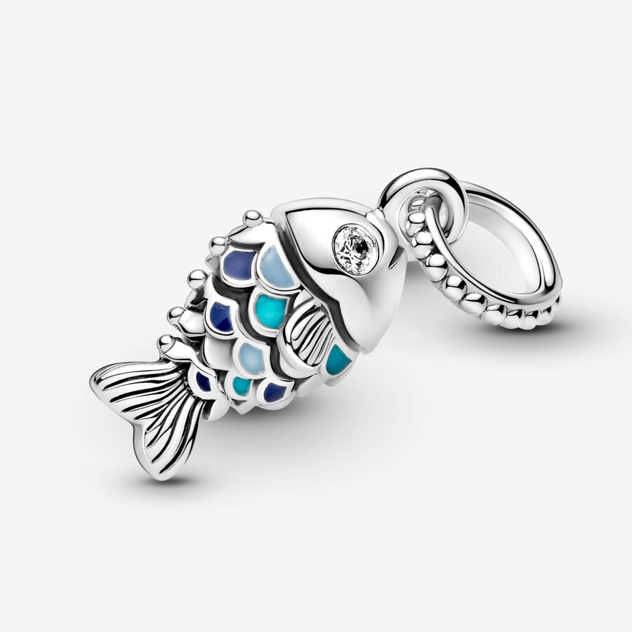 Blue Scaled Fish Dangle Charm - Image 3