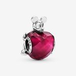 Heart charm with fuchsia rose crystal
