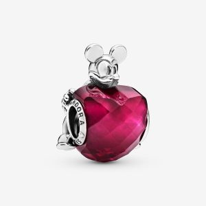 Heart charm with fuchsia rose crystal