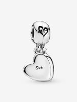 Mother & Son Heart Split Dangle Charm