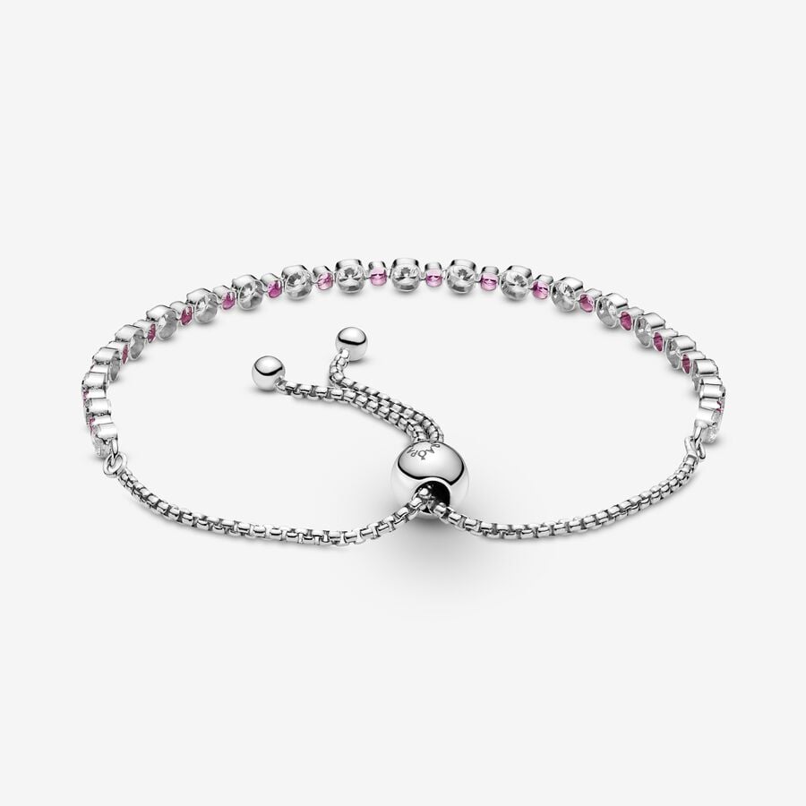 Pink & Clear Sparkle Slider Bracelet - Image 3
