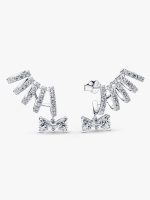 Sparkling Bow Climber Earrings