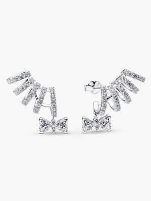 Sparkling Bow Climber Earrings