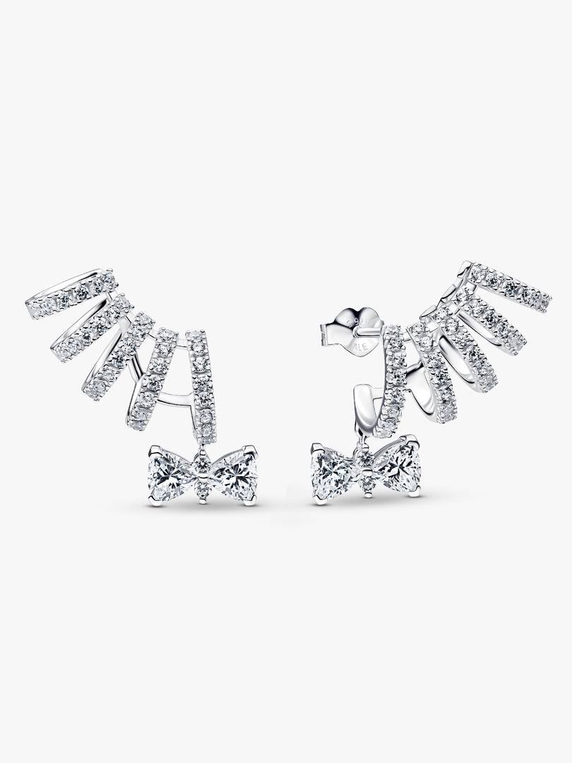 Sparkling Bow Climber Earrings