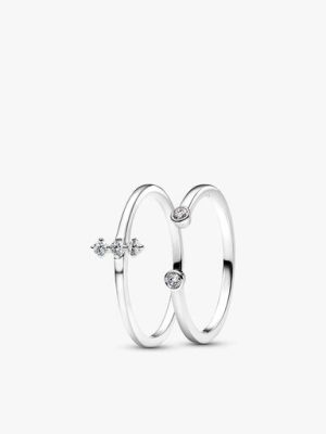 Era Lab-Grown Diamond White Gold Open and Trio Ring Set