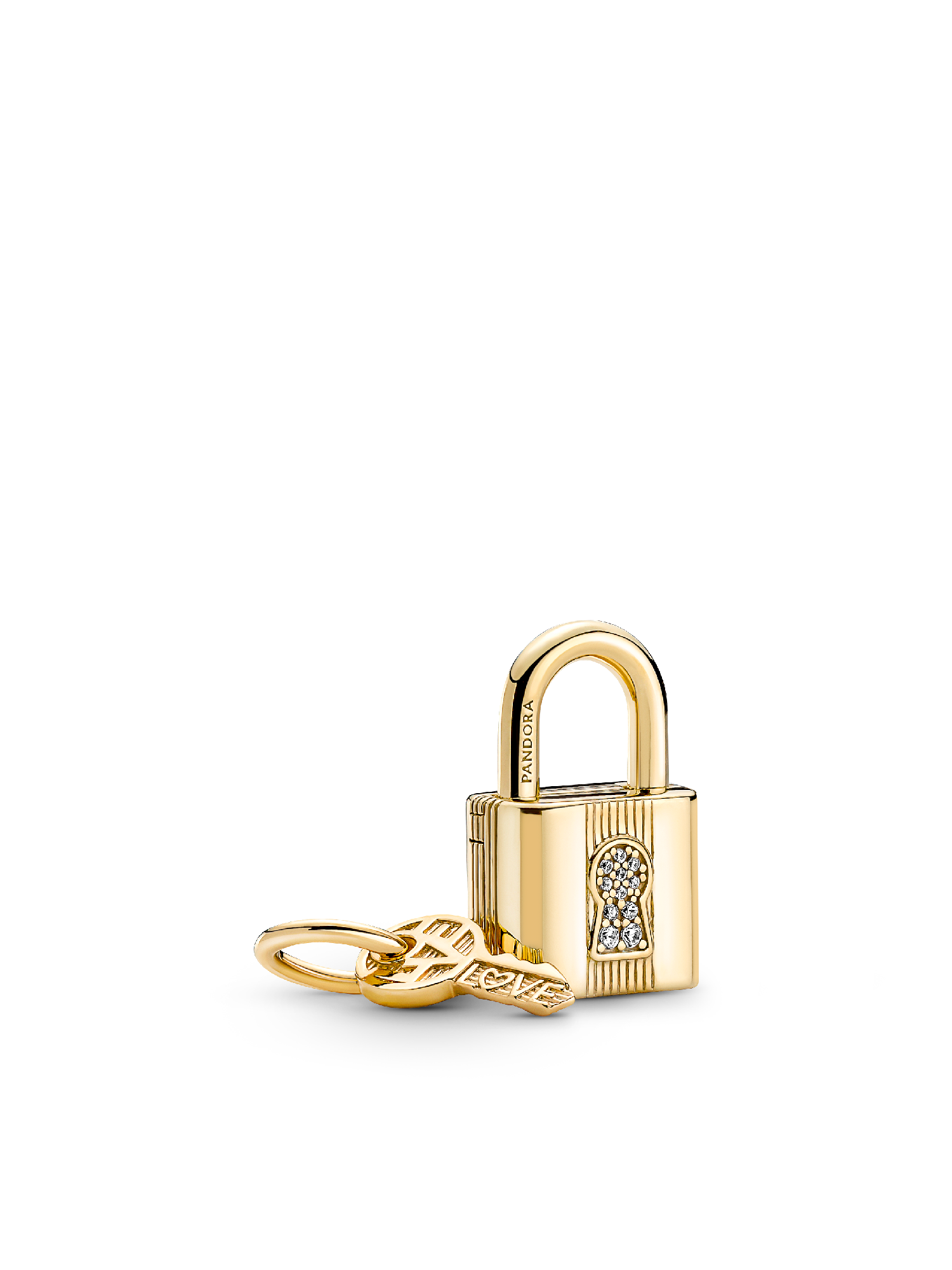 Two Tone Lock and Key Bracelet and Charm Set - Image 3