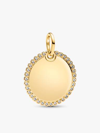 Engravable Sparkling Round Tag Pendant Necklace - Image 2