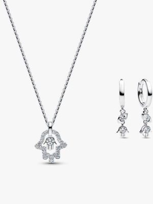 Hamsa Necklace and Earrings Set
