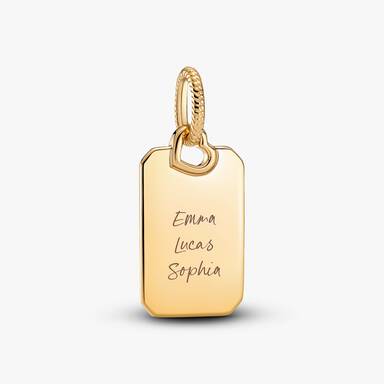 Engravable Rectangle Tag Pendant Necklace Set - Image 2