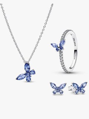 Winter Blue Butterfly Jewelry Set