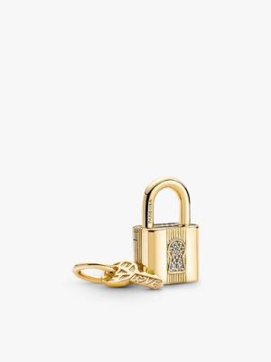 Two Tone Lock and Key Bracelet and Charm Set