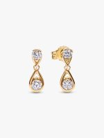 Infinite 14k Gold Double Lab-grown Diamond Drop Earrings