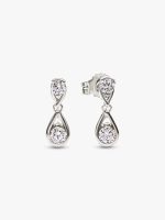 Infinite 14k White Gold Double Lab-grown Diamond Drop Earrings