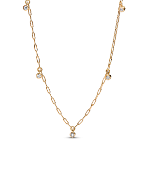 Era Bezel Lab-Grown Diamond Dangle Station Paperclip Chain Necklace