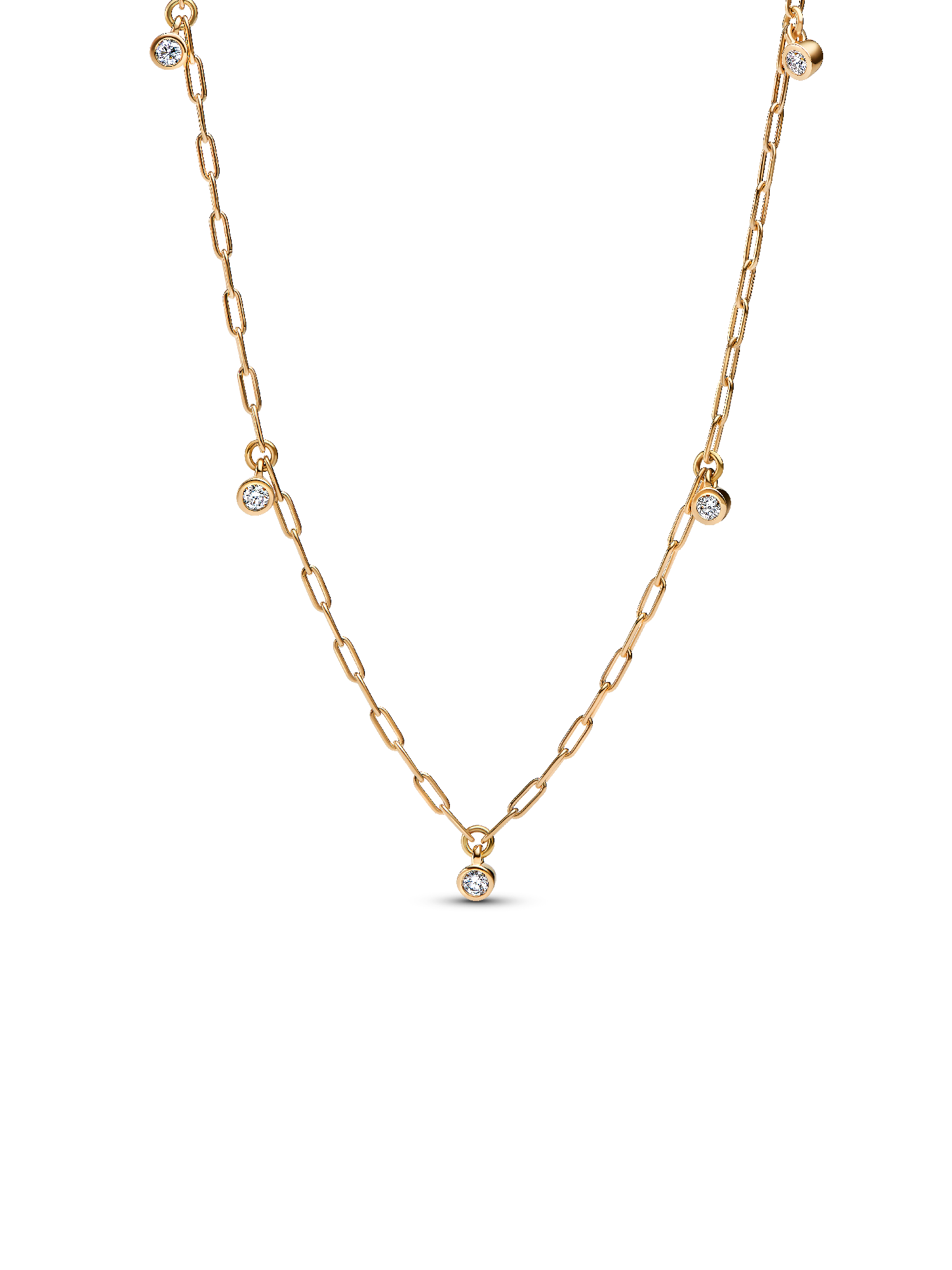 Era Bezel Lab-Grown Diamond Dangle Station Paperclip Chain Necklace