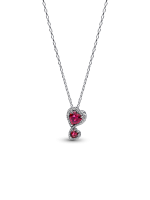 Red Halo Hearts Pendant Necklace