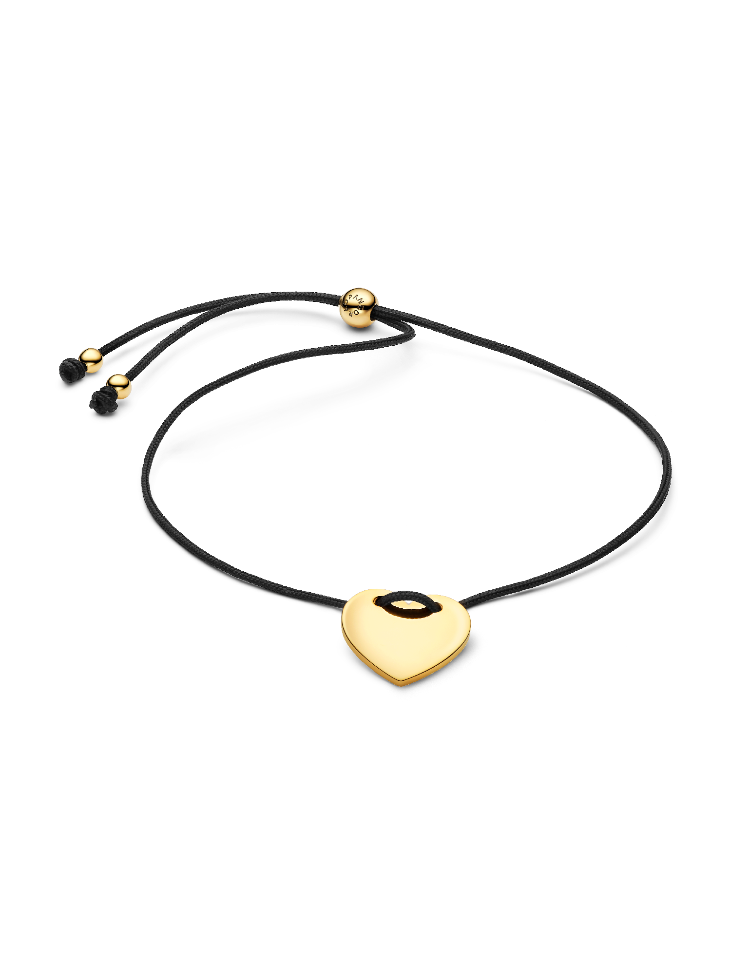 Engravable Heart Black Cord Slider Bracelet