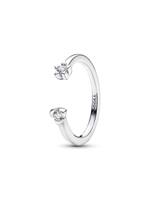 Talisman Sterling Silver Lab-Grown Diamond Heart & Star Open Ring