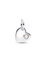 June Engravable Heart White Stone Dangle Charm