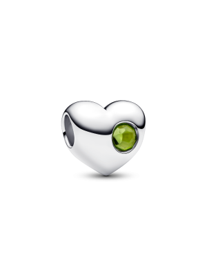 Engravable Spring Green Stone Heart Charm