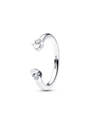 Talisman Sterling Silver Lab-Grown Diamond Evil Eye & Hamsa Hand Open Ring