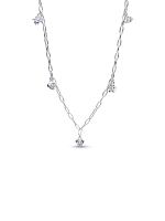 Talisman Sterling Silver Lab-Grown Diamond Dangle Symbols Paperclip Chain Necklace