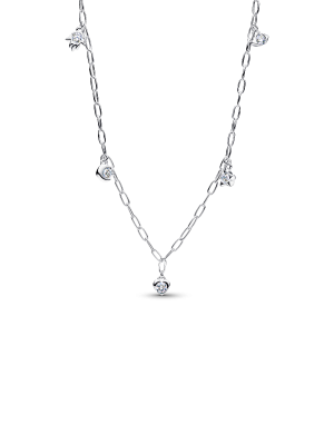 Talisman Sterling Silver Lab-Grown Diamond Dangle Symbols Paperclip Chain Necklace