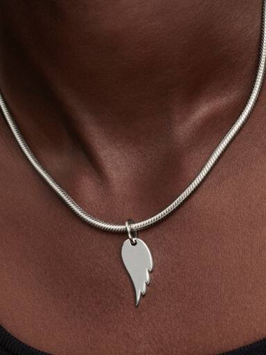 Engravable Angel Wing Tag Pendant - Image 2